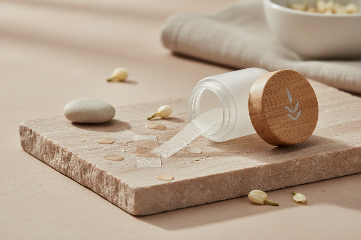 modern editorial image of dissolvable mouth strips