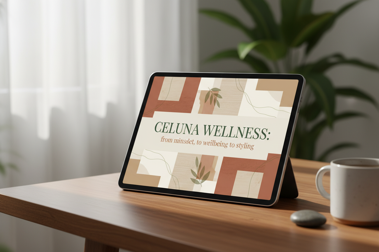 remove tranquil wellness: a guide to holisitic living and ADD Celuna Wellness: from mindset, to wellbeing to styling.